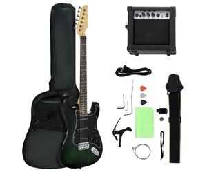 Electric Guitar Black 99x32x6cm Solid Painted Wood 6-String with Case & 15W Amp