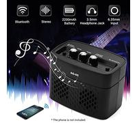 Electric Guitar Bluetooth Amplifier 5-Watt Stereo Output Gain Tone Control Rechargeable Battery Black