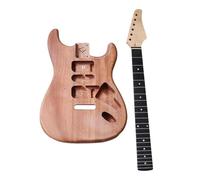 Electric Guitar Body Neck Kit Okoume Wood Barrel Maple Neck 22 Frets White Pickguard Unfinished DIY Guitar Parts