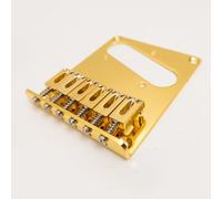 Electric Guitar Bridge 54mm (2-1/8 inch) Gold with 6-Saddle Assembly For Fender Telecaster Guitar Bridge - Dual Load Top or String-Through Body with Mounting Screws (Gold)