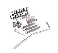 Electric Guitar Bridge, A Set 6 String Saddle Tremolo Bridge with Bar for Electric Guitar Fender Strat, Gibson Epiphone Schechter, Heavy Thickened Base (Silver)