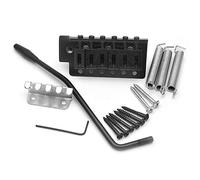 Electric Guitar Bridge, A Set 6 String Saddle Tremolo Bridge with Bar for Electric Guitar Fender Strat, Gibson Epiphone Schechter, Heavy Thickened Base (Black)