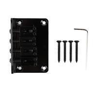 Electric Guitar Bridge for 4 String Jazz Bass, Metal Fixed Hardtail Saddle, Includes Tool Set - Retro Style, Durable Construction, Easy Installation (GA905 Black)