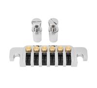 Electric Guitar Bridge Stop Bar Tailpiece,Guitar Bridge Tailpiece,Reversible Wrap Around Saddle Bridge with Brass and Iron Material for EPI Style 6 String Electric Guitars (Silver)