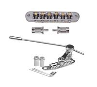 Electric Guitar Bridge Stop Bar Tailpiece Vibrato Bridge for Electric Guitar Silver 25x10cm