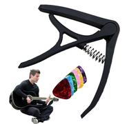 Electric Guitar Capo - Metal Alloy Clamp, Quick Change | Compact Size Adjustment Attachment with Selections for Smooth Sound, Practice Grip Stage Records