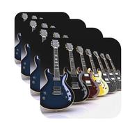 electric guitar Coasters for Drinks Set of 4 Non-slip Leather Coaster Heat Resistant Drink Coaster for Tabletop Protection Absorbent Cup Mat for Coffee Table Decor Square