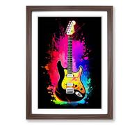 Electric Guitar Colour Field Framed Print | A2 Walnut Framed Wall Art | Ready to Hang | Modern Music Picture | Living Room Bedroom Lounge Office