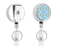 Electric Guitar Cute Retractable Metal ID Badge Holder Reel Clip Keychain for Office Work