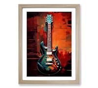 Electric Guitar Digital Framed Wall Art Print A2 Oak | Ready to Hang, Premium Gi Paper, Fade-Resistant Inks, Securely Packaged, UK Made
