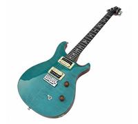 Electric Guitar Double Cutaway Flame Maple Top Bird Inlays Dual Humbuckers Teal Blue