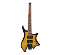 Electric Guitar, Double Neck Metal Headless Electric Guitar with Speakers, Playing Guitar, Custom Electric Guitar (Yellow)