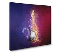 Electric Guitar Elements Canvas Print | Gallery Wrapped 30mm Frame Wall Art | 20x20 inches | Ready to Hang | Abstract Music Picture | Living Room Bedroom Lounge Office