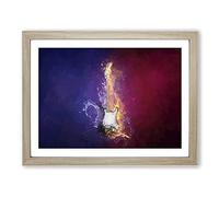 Electric Guitar Elements In Abstract Modern Art Framed Print | A2 Oak Framed Wall Art | Ready to Hang | Abstract Music Picture | Living Room Bedroom Lounge Office
