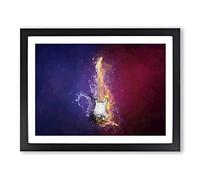 Electric Guitar Elements In Abstract Modern Art Framed Print | A3 Black Framed Wall Art | Ready to Hang | Abstract Music Picture | Living Room Bedroom Lounge Office