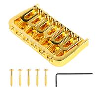 Electric Guitar Fixed Bridge Replacement, Metal Adjustable, Gold with Black Screws - Durable Construction, Enhanced Sound Stability, Suitable for Various Electric Guitars (Gold with Gold Screws)