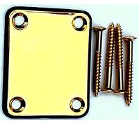 Electric guitar gold plated neck plate + black cushion + screws 68x55mm