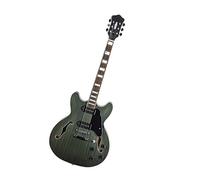 Electric Guitar Green Electric Guitar With Semi Hollow Body And P90 Pickups Matte Finish