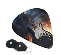 Electric Guitar Guitar Picks 6 Pcs, 0.71mm Thickness Celluloid Plectrum with Leather Picks Holder, Personalized Guitar Pick for Bass Electric Acoustic Guitars Lovers Gift