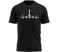 Electric Guitar Heartbeat Mens T Shirt Guitarist Top Rock Music Tee, S, Black
