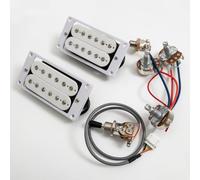 Electric Guitar Humbucker Pickup Set for Gibson LP SG Guitar Warm 7.5K Neck + Punchy 15K Bridge Ceramic Magnet,Compatible Upgrade for Electric Guitar 2V2T Wiring (White WH 2V1T Wiring Harness kit)