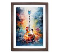 Electric Guitar Impressionism Framed Print | A2 Walnut Framed Wall Art | Ready to Hang | Impressionist Music Picture | Living Room Bedroom Lounge Office
