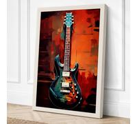 Electric Guitar in Flames Canvas Wall Art Print 30x20 Inch