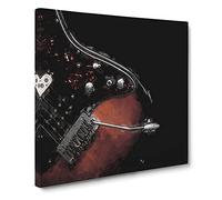 Electric Guitar in the Shadows Canvas Print | Gallery Wrapped 30mm Frame Wall Art | 14x14 inches | Ready to Hang | Abstract Music Picture | Living Room Bedroom Lounge Office