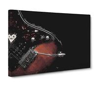 Electric Guitar in the Shadows Canvas Print | Gallery Wrapped 30mm Frame Wall Art | 30x20 inches | Ready to Hang | Abstract Music Picture | Living Room Bedroom Lounge Office