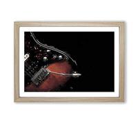 Electric Guitar in The Shadows in Abstract Framed Print | A2 Oak Framed Wall Art | Ready to Hang | Abstract Music Picture | Living Room Bedroom Lounge Office