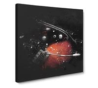 Electric Guitar in the Shadows Paint Splash Canvas Print | Gallery Wrapped 30mm Frame Wall Art | 14x14 inches | Ready to Hang | Modern Music Picture | Living Room Bedroom Lounge Office