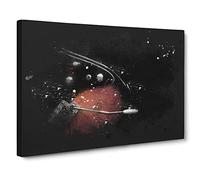 Electric Guitar In The Shadows Paint Splash Canvas Print | Gallery Wrapped 30mm Frame Wall Art | 20x14 inches | Ready to Hang | Modern Music Picture | Living Room Bedroom Lounge Office