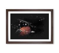 Electric Guitar in The Shadows Paint Splash Framed Print | A2 Walnut Framed Wall Art | Ready to Hang | Modern Music Picture | Living Room Bedroom Lounge Office