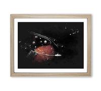 Electric Guitar In The Shadows Paint Splash Modern Art Framed Print | A2 Oak Framed Wall Art | Ready to Hang | Modern Music Picture | Living Room Bedroom Lounge Office