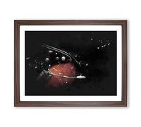 Electric Guitar In The Shadows Paint Splash Modern Art Framed Print | A4 Walnut Framed Wall Art | Ready to Hang | Modern Music Picture | Living Room Bedroom Lounge Office