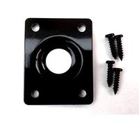 ELECTRIC GUITAR JACK PLATE BLACK RECTANGULAR 36x28mm HOLES 27-20MM APART