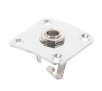 Electric Guitar Jack Socket Plate Square Metal Silver Screw