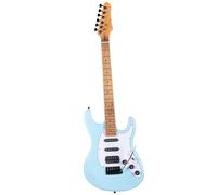 Electric Guitar Jazz Electric Guitar Maple Fretboard 22 Frets Humbucker Pickup Professional Performance Durable(Type 7 Blue)