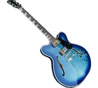 Electric Guitar Kits Blue Maple Tiger Stripe Semi Hollow Jazz Electric Guitar