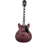 Electric Guitar Kits Jazz Electric Guitar Flame Maple Semi Hollow Body Matte Finished With Pickups(Red)