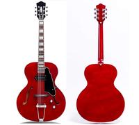 Electric Guitar Kits Jazz Electric Guitar Hollow Body Chrome Hardware With P90 Pickup Vintage Sunburst(Red)