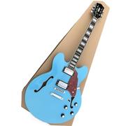 Electric Guitar Kits Sky Blue Semi Hollow Handmade F Hole Professional Jazz Electric Guitar