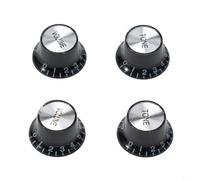 Electric Guitar Knob Set 4 Pieces 2 Volume 2 Tone for Les For SG Style Guitars with 6mm Potentiometer Shaft Aluminum Acrylic Build (Black)
