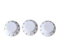 Electric Guitar Knobs, Lightweight Wear Resistance Plastic Shell Tone Volume Knob for Musical Instrument (White Knob Gold Lettering)