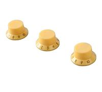 Electric Guitar Knobs, Lightweight Wear Resistance Plastic Shell Tone Volume Knob for Musical Instrument (Yellow Knob Gold Lettering)