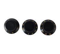 Electric Guitar Knobs, Lightweight Wear Resistance Plastic Shell Tone Volume Knob for Musical Instrument (Black Knob Gold Lettering)