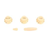 Electric Guitar Knobs Set - Potentiometer Knob for Guitar & Bass - Volume, Tone Control Knobs - Cream Yellow & Gold Word - 6-Piece Guitar Knob Set