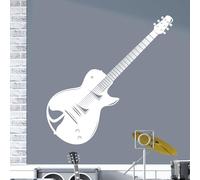 Electric Guitar Les Paul Musical Instrument - Wall Art Sticker [Large] [White]