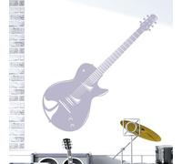 Electric Guitar Les Paul Musical Instrument - Wall Art Sticker [Medium] [Light Grey]