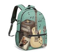Electric Guitar Lightning Energy Print Backpack Black Modern Abstract School Bag Durable Polyester 40cm (15.6") Laptop Rucksack for Teens Students (09)